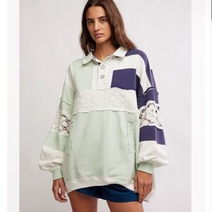 Free People We The Free American Dream Polo, Green & White | Size Medium